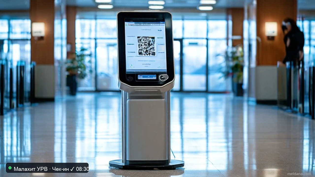 Киоск самостоятельного чек-ина: отметка вход/выход по QR и PIN